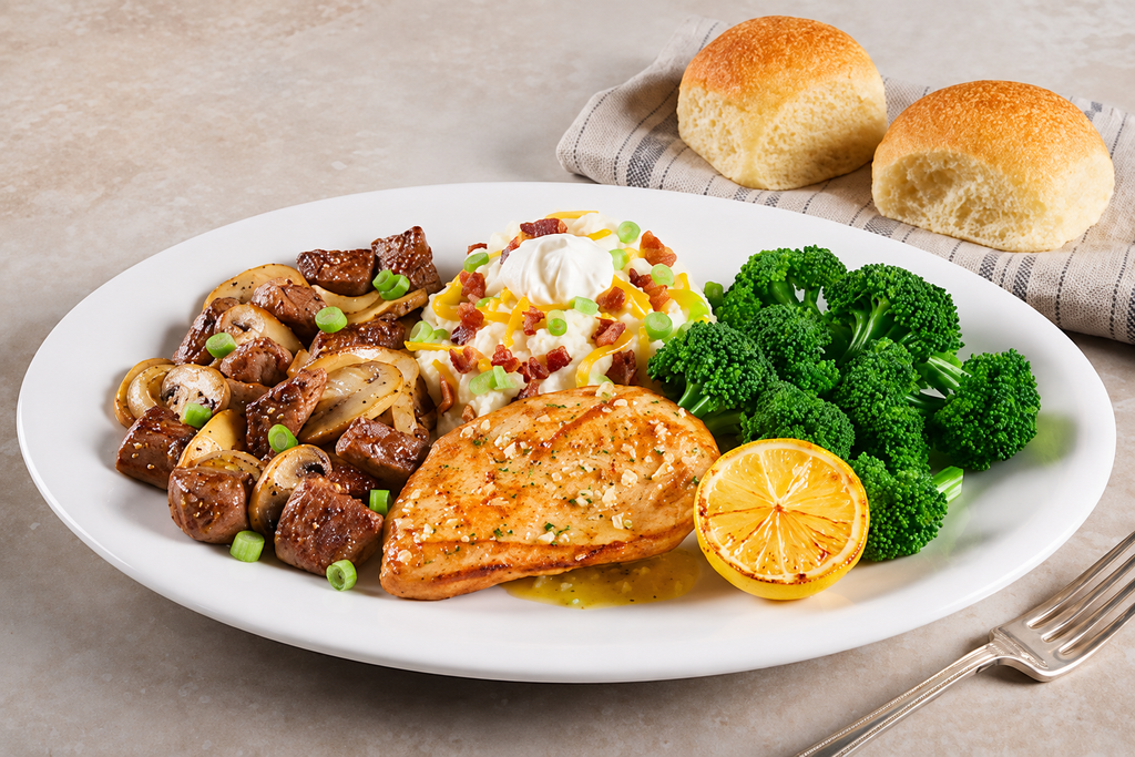 Lemon Garlic Chicken Steak Tips Combo