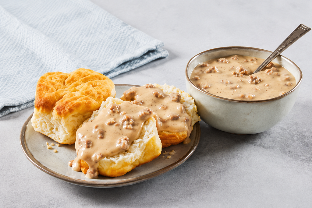 Cup of Sausage Gravy Biscuits