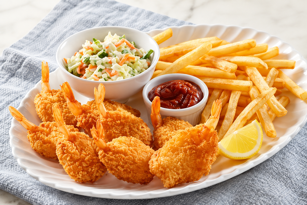 Fried Shrimp steak and seafood 