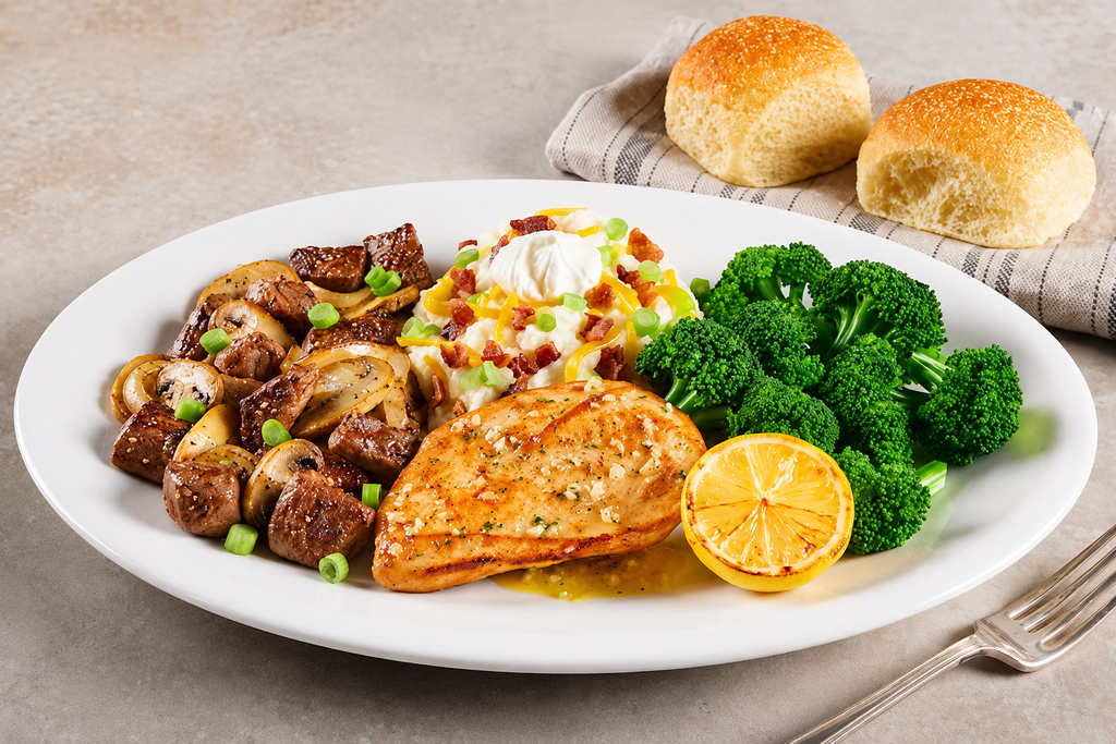 Lemon Garlic Chicken Steak Tips Combo